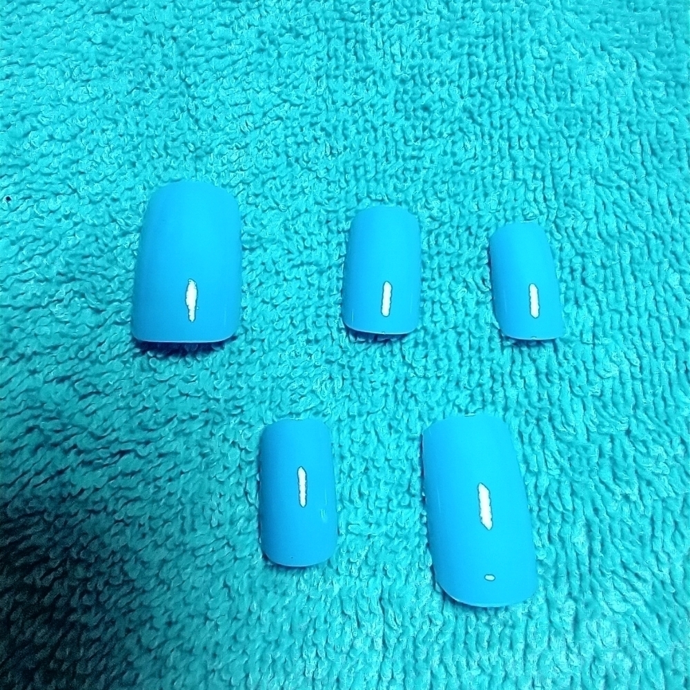Press on nails solid blue set of 10